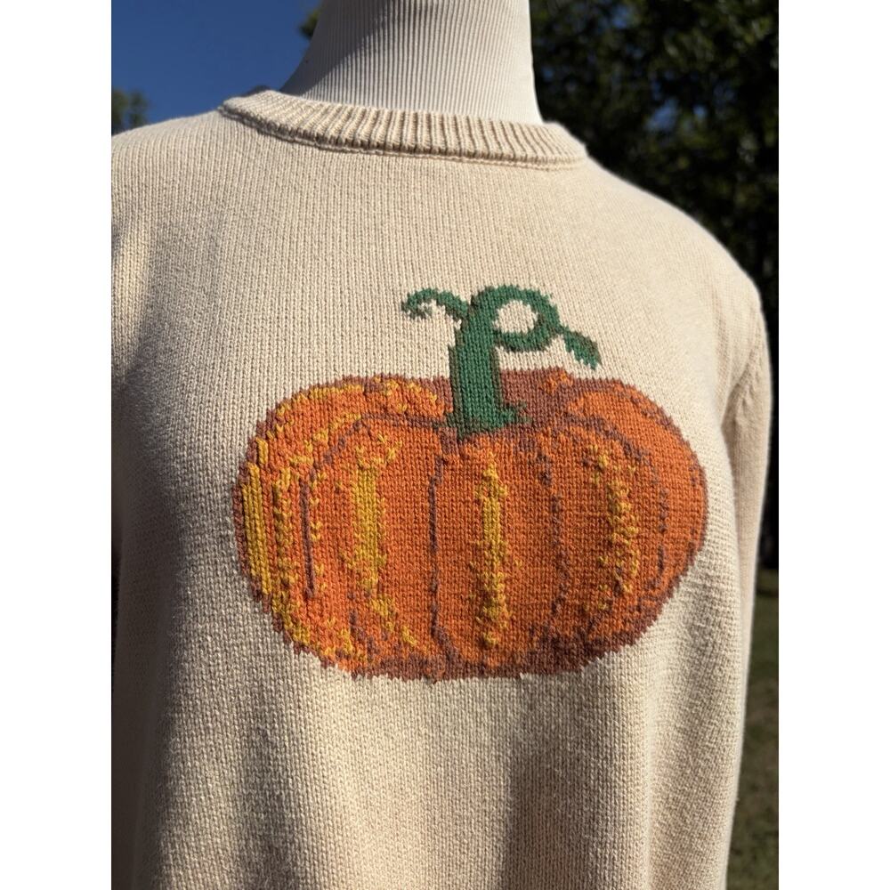 Kiel James Patrick Cozy Cabin Pumpkin Sweater Cotton Fall Autumn Womens Large - Picture 2 of 5